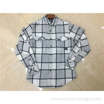 Men 100% Cotton Long-Sleeved Plaid Shirt